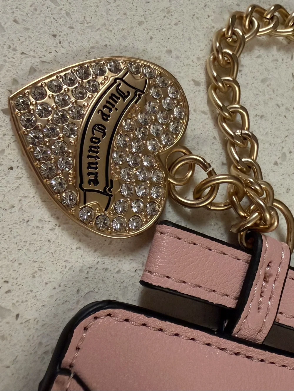 👑 NWT Juicy Couture Blush Pink Card Holder Keychain/ Purse Charm with Gold Crown